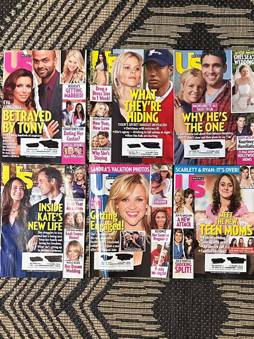 Vintage Lot of 6 US Weekly Magazines 2010 Celebrity Gossip Fashion Party Life